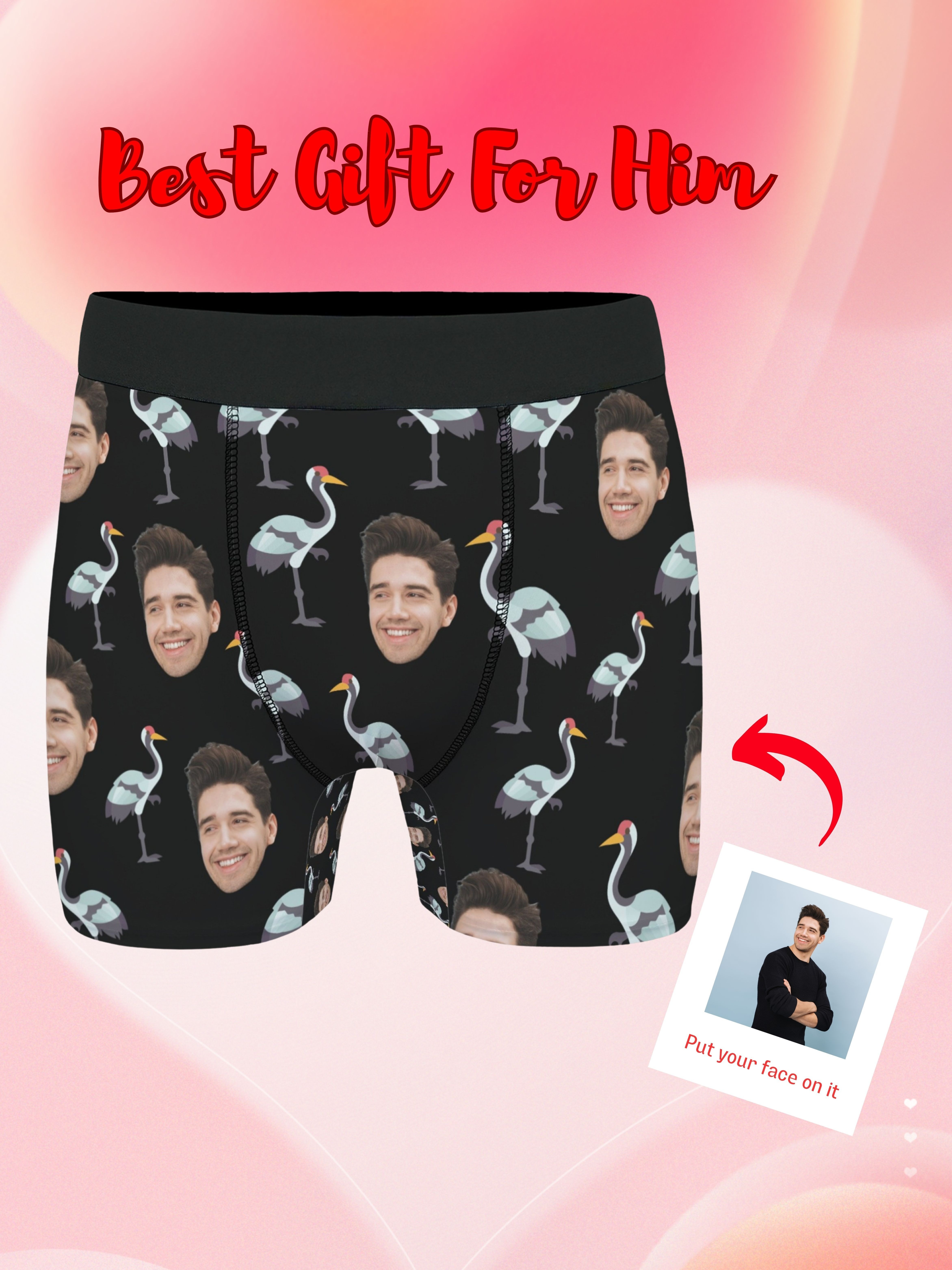 Custom Boxer With Couple Face, Personalized Boxer Briefs, Personalized Face Boxe