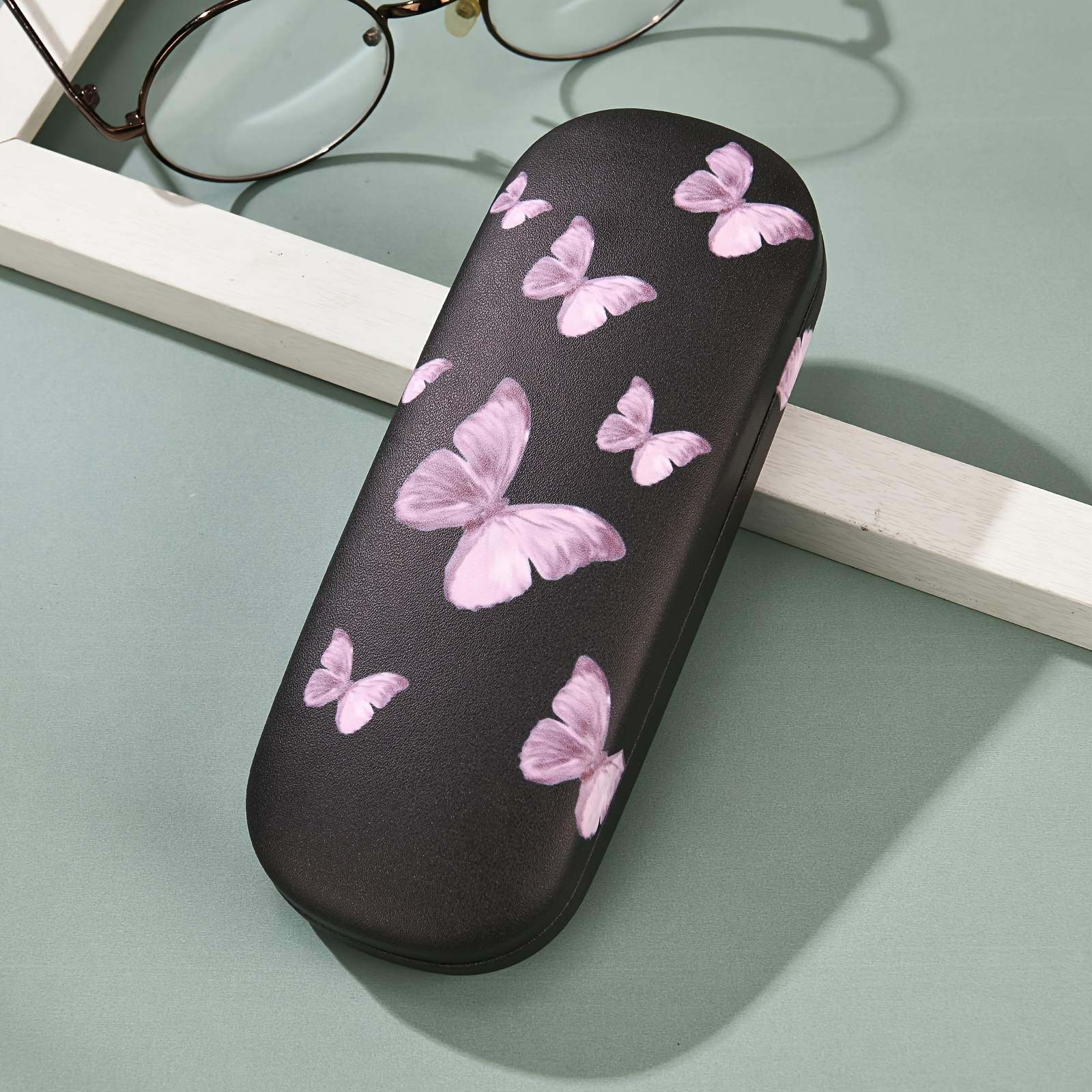 Image of 1pc, Multicolor Print Glasses Case, Portable, Pressure-resistant