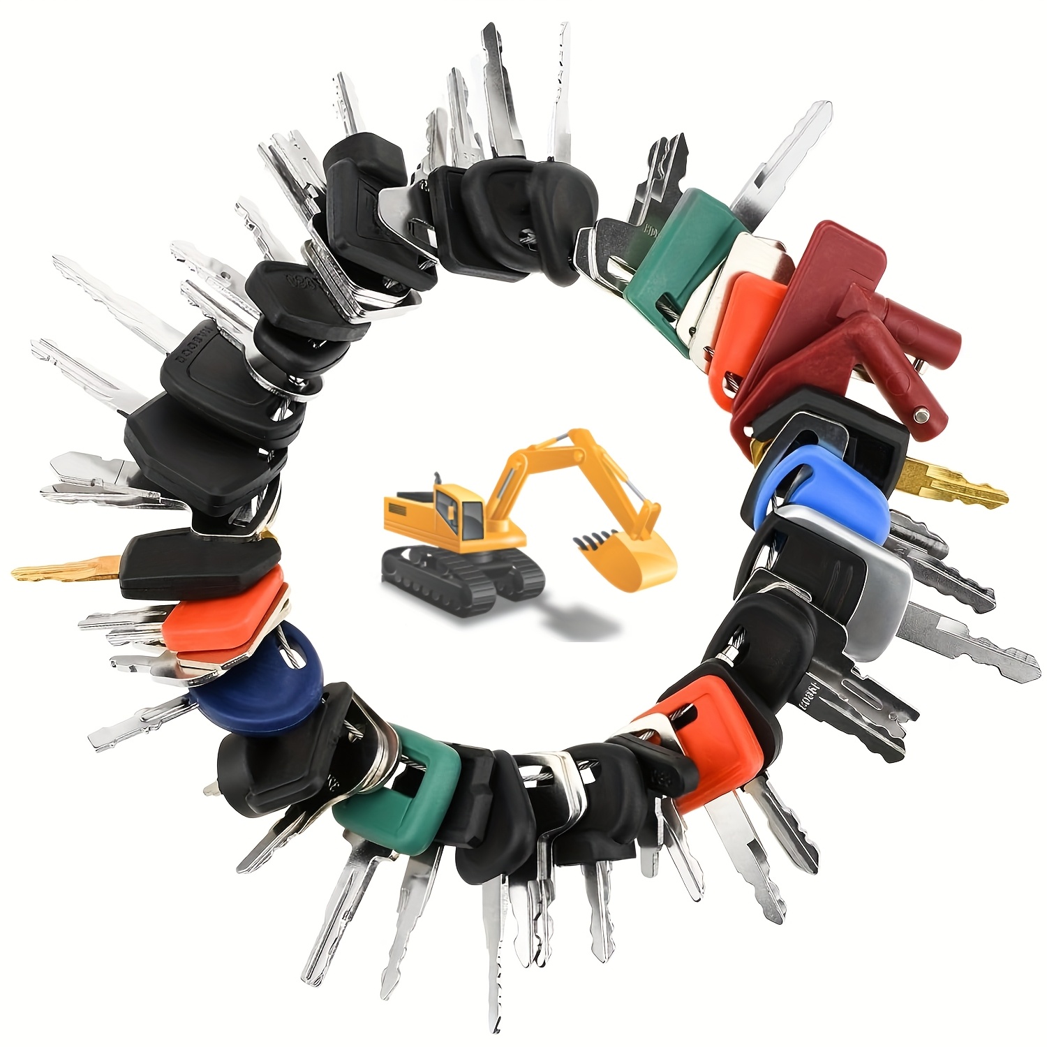 TEMU #50/92 stk. Heavy Equipment Key Set - No-Duplicate, Slitesterke jernmestertyver for bygge- og modelllastebiler, varebiler, blenders - Universal