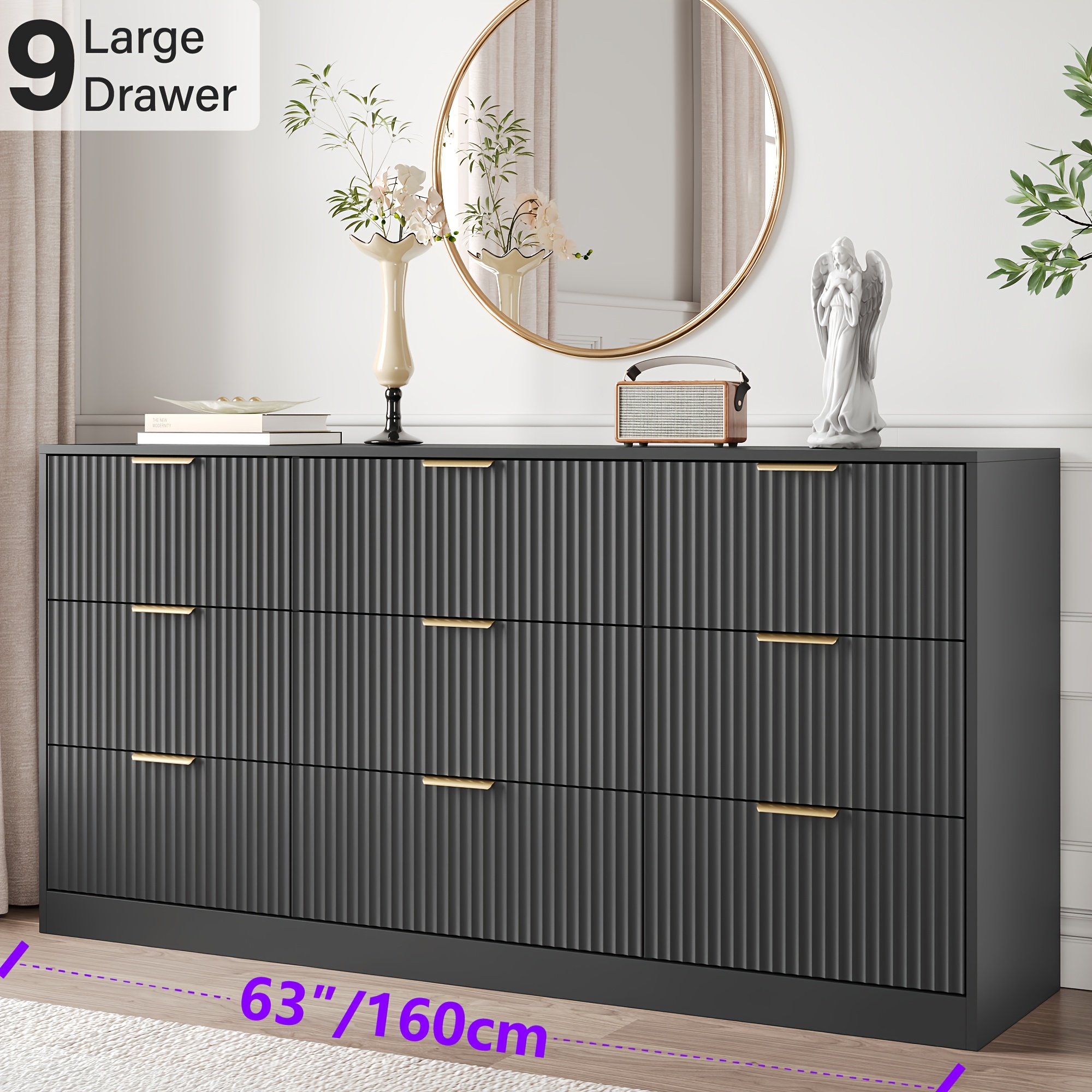 blue dress for baby girl 1200mmW Modern 6-Drawer Black Fluted Dresser Chest wtih Storage for Be –  Approved By Design main image 0