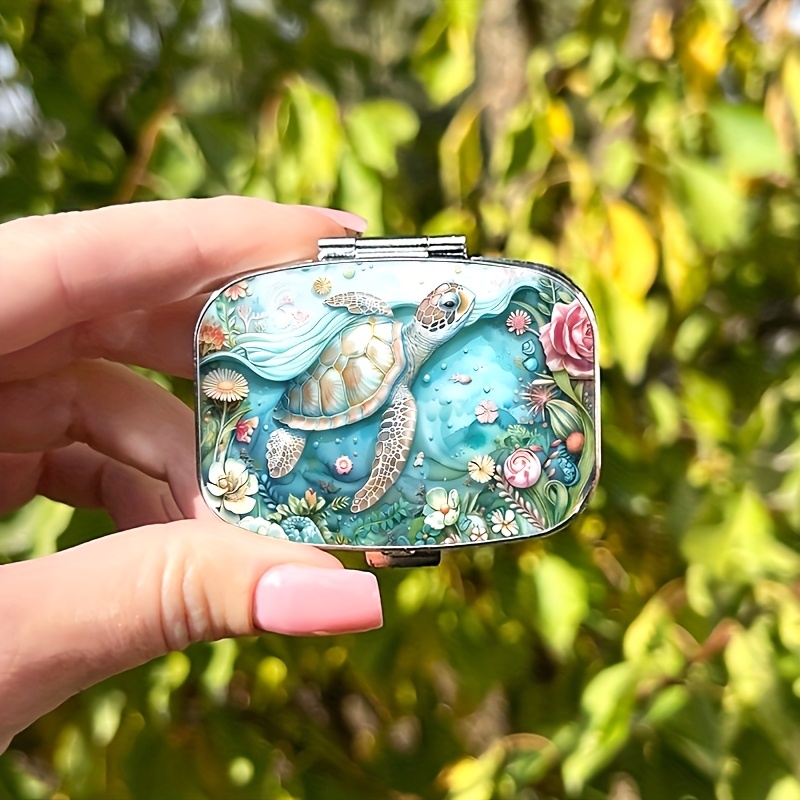 1 Sea Turtle Pill Box - Dual-compartment Mini Portable Design, Medicine/vitamin Storage Organizer, Practical Small Gift For Travel And Home Use