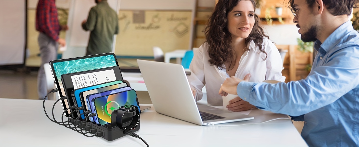 fast charging station for multiple devices 50w 6 ports usb charging station with10 slot detachable dividers watch holder compatible with phone ipad   tablet Product details 0