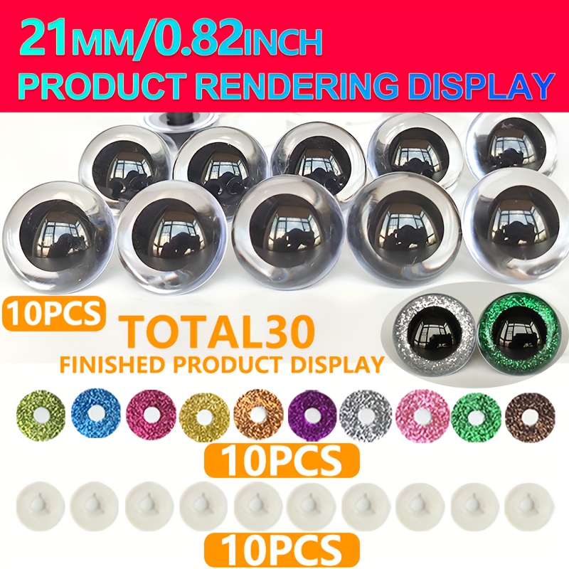 9-23mm Glitter Crystal - Transparent, Sparkling Craft Accessories For Plush Dolls, Keychains, , Dinosaurs & More - Perfect For Crafts, Cute