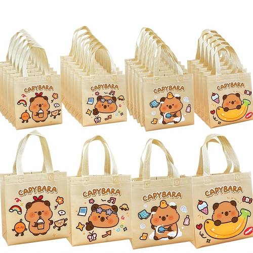 gift for her him 12 24pcs capybara tote bags cute and stylish non woven fabric gift bags durable with strong load bearing capacity and large capacity suitable for party and birthday gift box packaging styles random