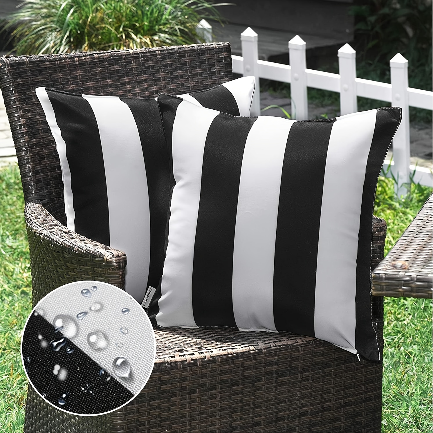 

2pcs Decorative Outdoor Oxford Cloth Waterproof Striped Throw Pillow Covers, Mordern Garden Farmhouse Cushion Cases For Patio Tent Balcony Couch Sofa (no Pillow Insert)