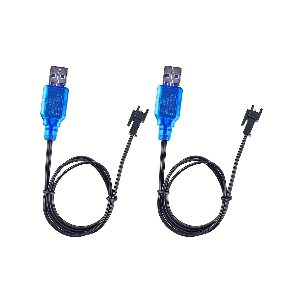 TEMU 2pcs 3.7v Lithium Battery Usb Charger Sm-2p Reverse Usb Charging Cable - 2p Connector, Compatible With Various Toy Batteries/rc Off-road Vehicle
