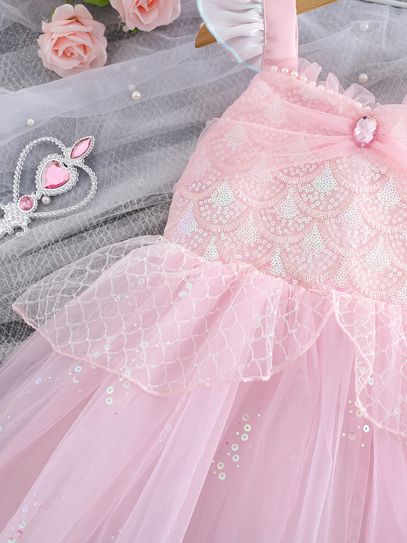 a princess dress girls upper part features purple straps - Temu Mexico