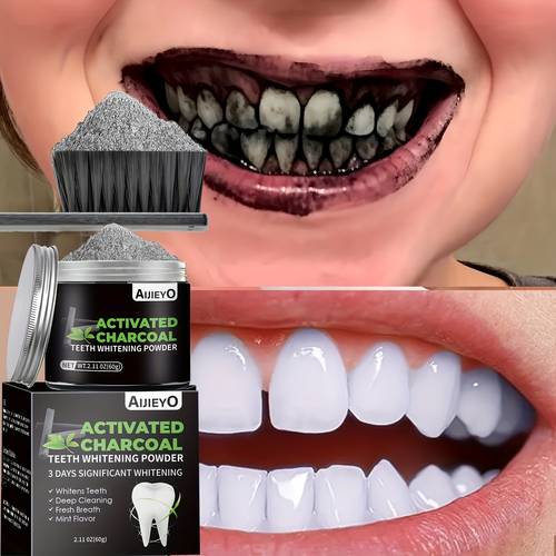 activated powder teeth polishing and deep cleaning powder tea coffee wine and tobacco remover cleaner breath freshener teeth cleaning powder for daily life
