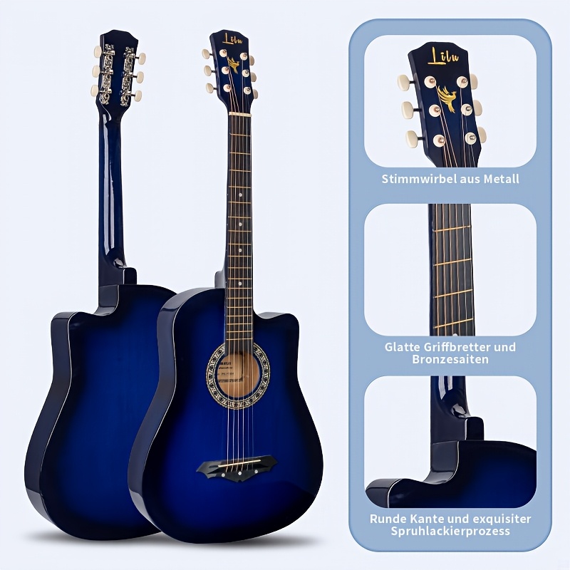 38-inch Basswood Acoustic Guitar, Gloss Finish Guitar Bundle,... product image 6