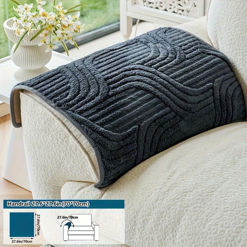 TEMU 1pc Bohemian Style Thick Plush Sofa Cover, Quilted , Non-slip, Universal, Machine Washable, Pet-friendly, Soft Plush Fabric - Perfectly Suitable