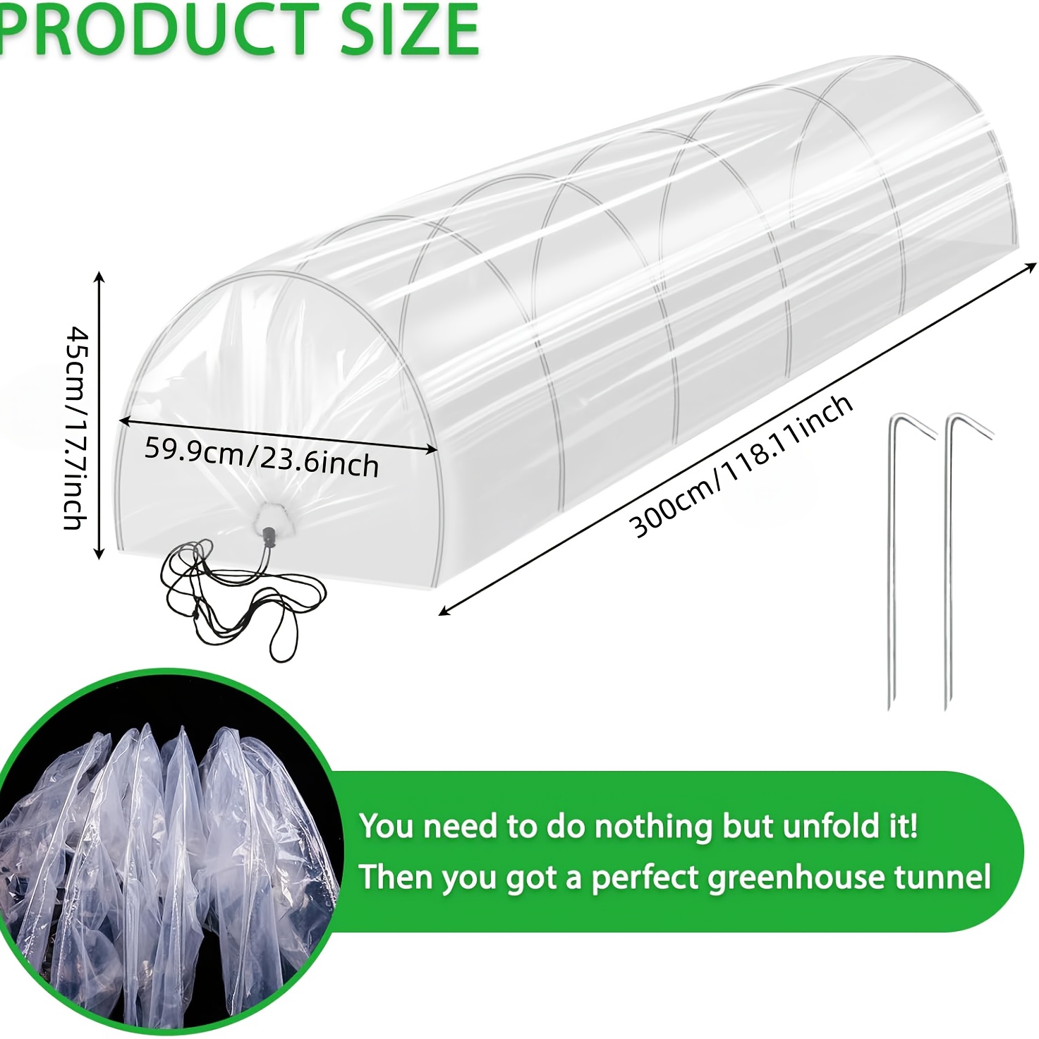 E-shop Gartentunnel Schutzabdeckung Polyethylen Gewächshaus Frostschutz Mini-Gewächshaus Tunnel, Outdoor Gartengewächshaus Bogenring Abdeckung