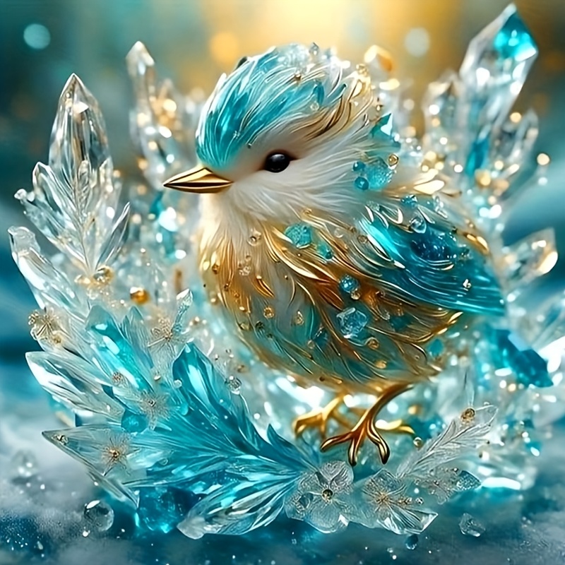 

1pc 5d Diamond Painting Set, Ice Bird Animal Theme, Round Diamond Art , Decoration, 30x30cm/11.8 Inch X 11.8 Inch, Suitable For All Of Wall Decorations And Desktop , A Gift!