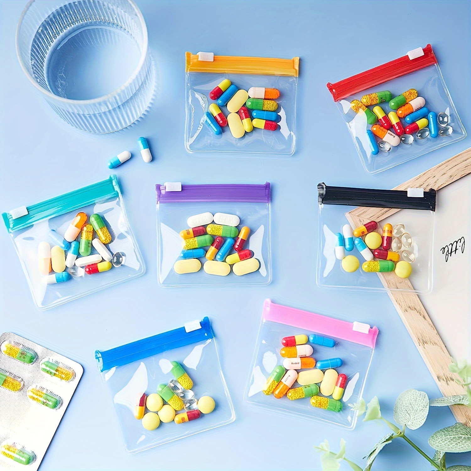 

20pcs Silicone Pill Bag Set, Sliding Lock Zipper Pill Organizer Bag, Waterproof And Reusable Drug Storage, For Travel And Home Office Use