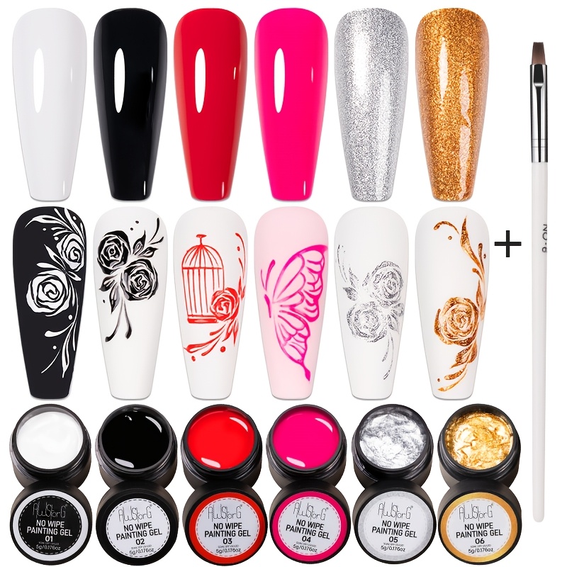 Image of Awstorg 7pcs Gel Polish System - 4-in- Wipe Soak Off Nail Polish With Semi-permanent Suitable For Nail Art, , Gel Varnish For Diy & Pedicures