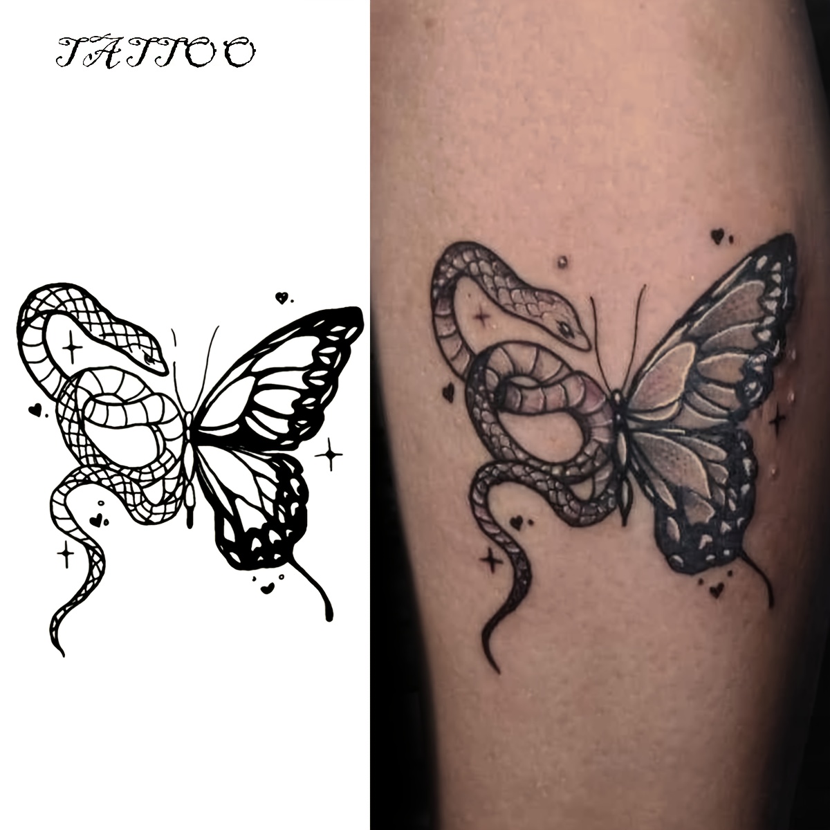 Papier Transfert Tatouage Temporaire — 5 Peaux + 20 Papiers — Motif Papillon Rose — Neuf