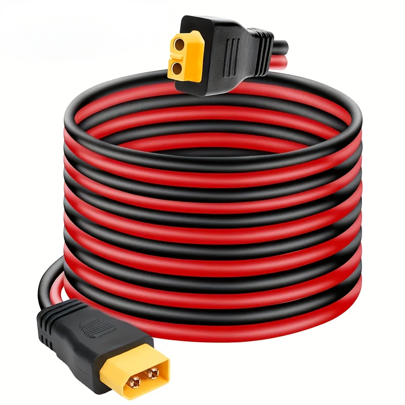 Temu – TEMU 14awg 10ft Xt60 Male To Connector Female Extension Cable For Rv Portable Power Station Solar Generator Rc Battery Rv Extension Cords