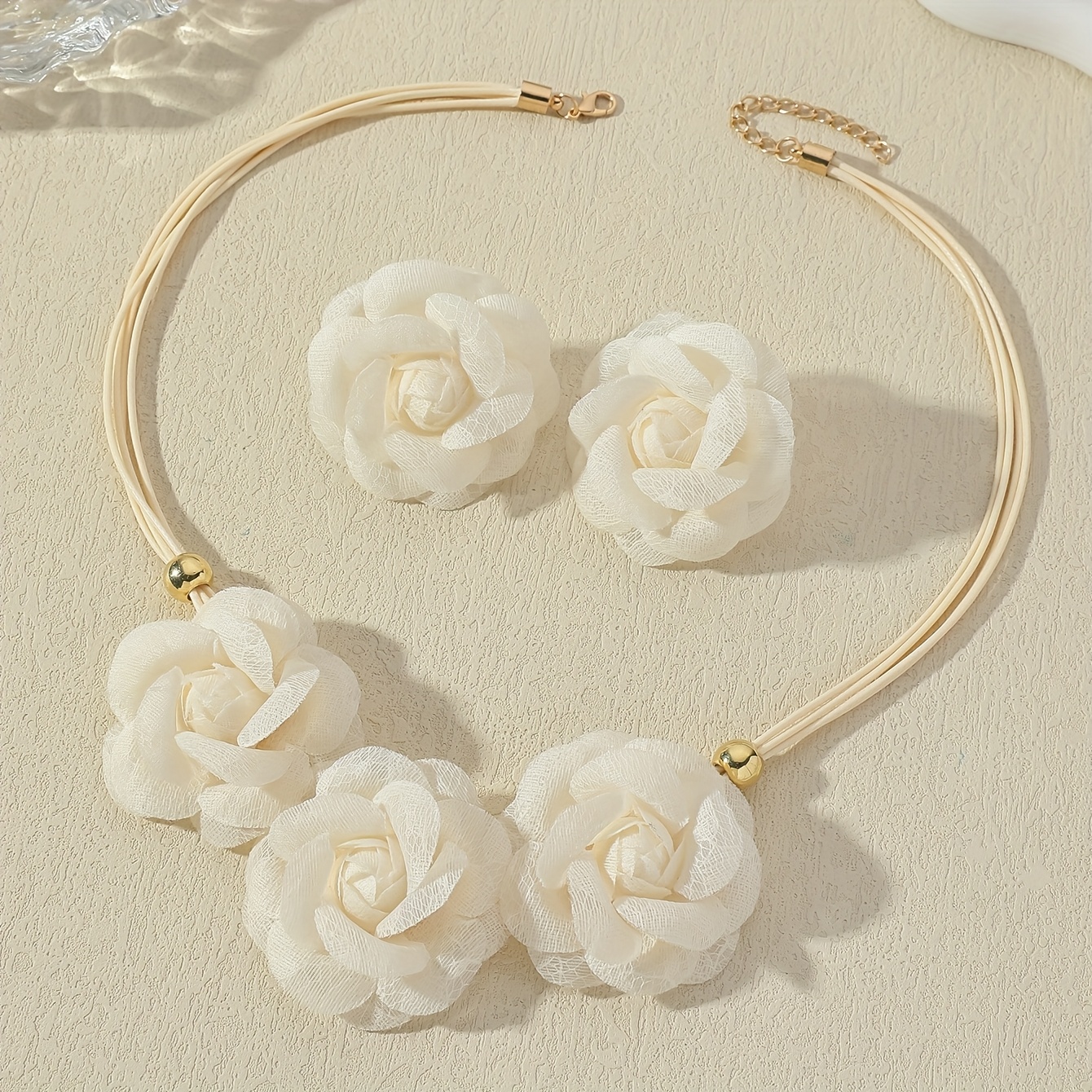 3pc Floral Earrings and Necklace Set
