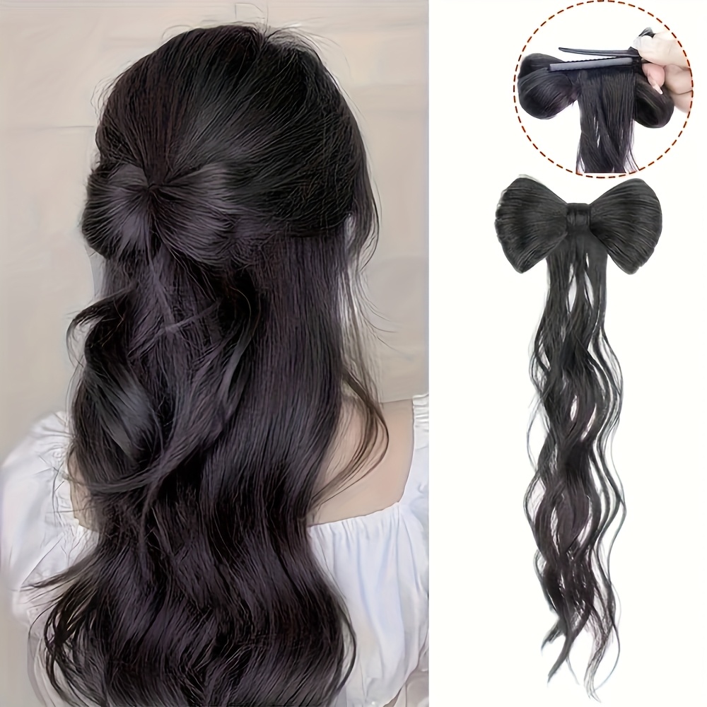 14 inch protein   knot ponytail wig for women half   ponytail chicken feather curly hair hair clip bun ancient style wig with braids Product details 6