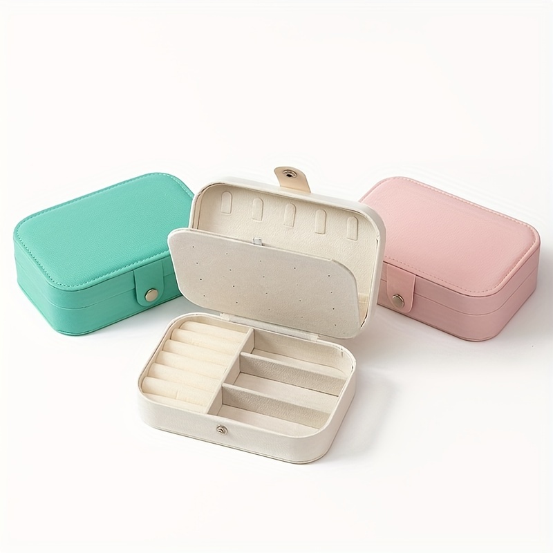 

Contemporary Jewelry Box, Rectangular Portable Storage For , Necklaces, Rings, Snap , Home & Kitchen Organizer