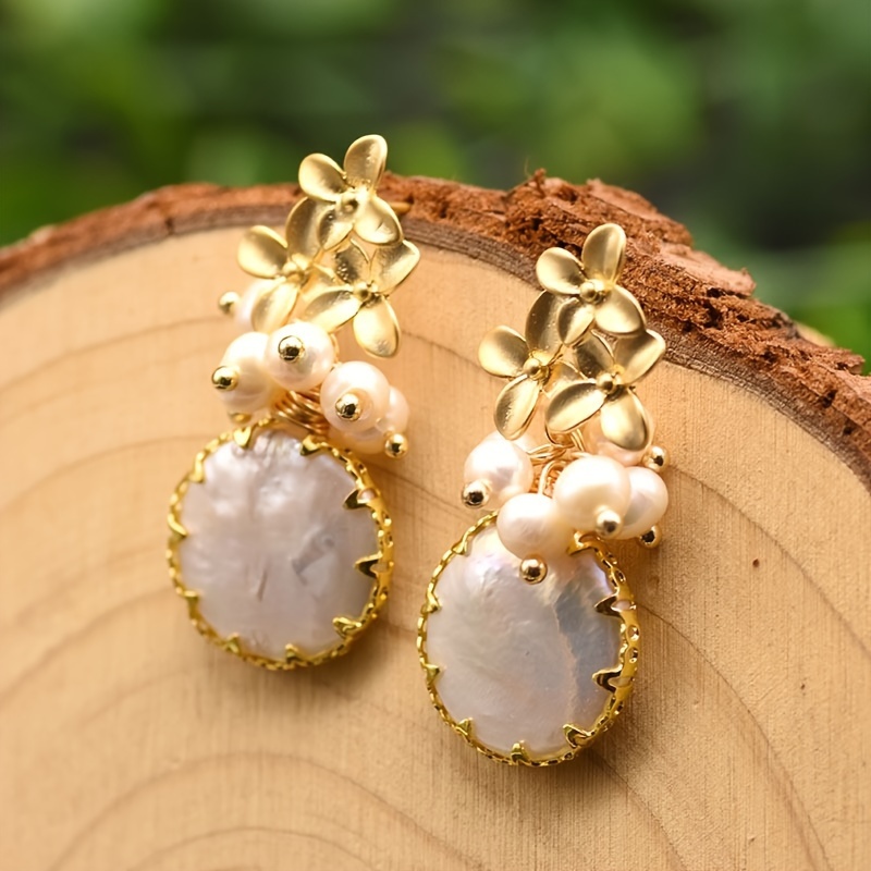 

Baroque White Large Freshwater Pearl Pendant Earrings Handcrafted By Women For Fashion And Comfort. Water Droplet Shaped Aesthetic Life Tree Hanging Earrings For Engagement And Bride Hanging