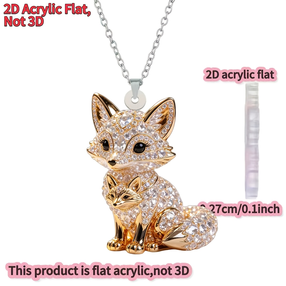 TEMU 2d Flat - [2d Flat] 1pc, New Novelty Necklace, Cute Pattern Acrylic Printed Pattern, Women's Necklace, Fashionable Sweater Chain Pendant, Ideal