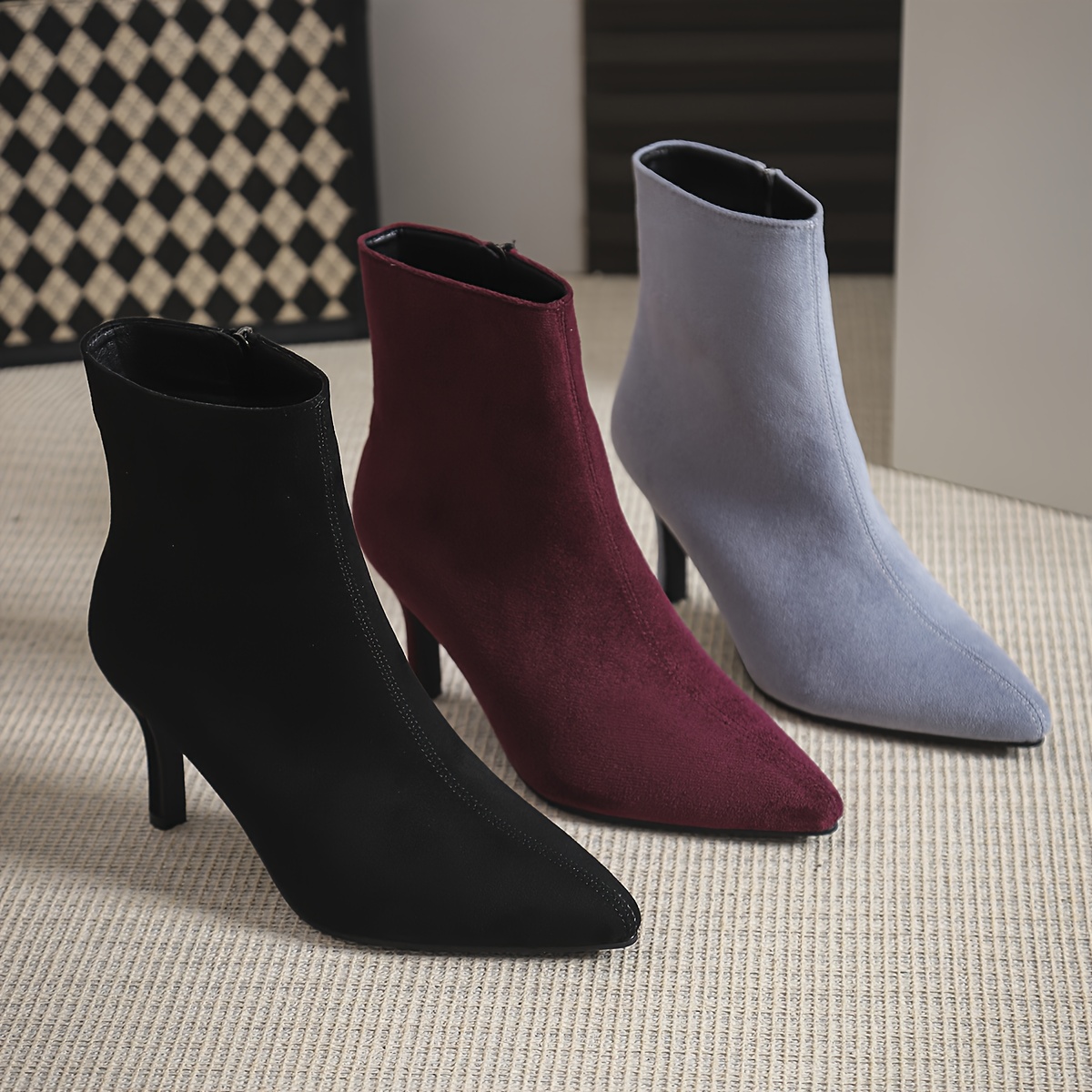 Pointed Toe Ankle Boots with Inner Fleece Warm Lining