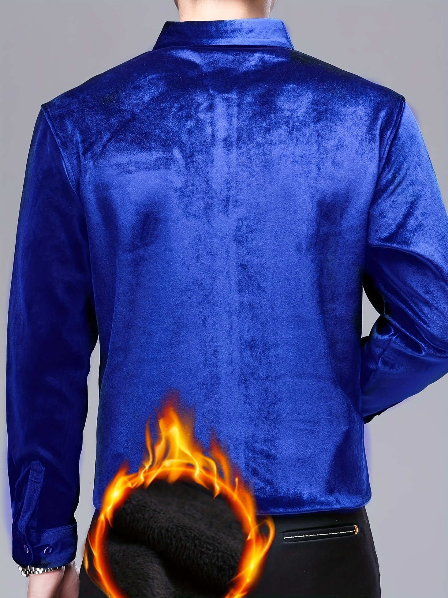 mens thickened velvet long sleeve shirt a collar autumn - Temu South Africa