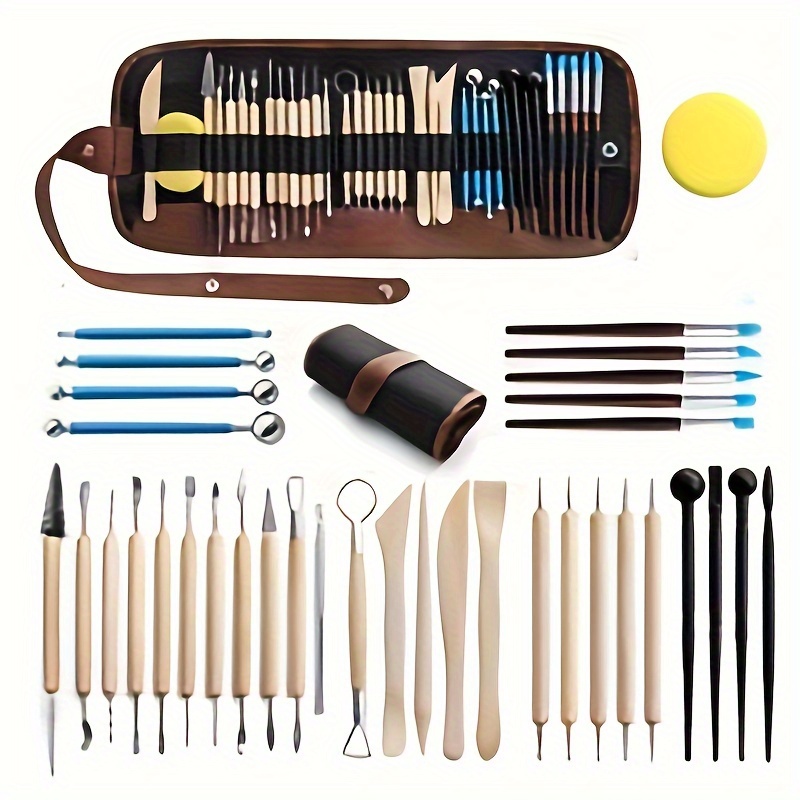 

36-piece Wood Clay Sculpture Tool Set - Manual Clay Scraper, Oil Trowel, Repairing Blank Knife For Crafts & Supplies