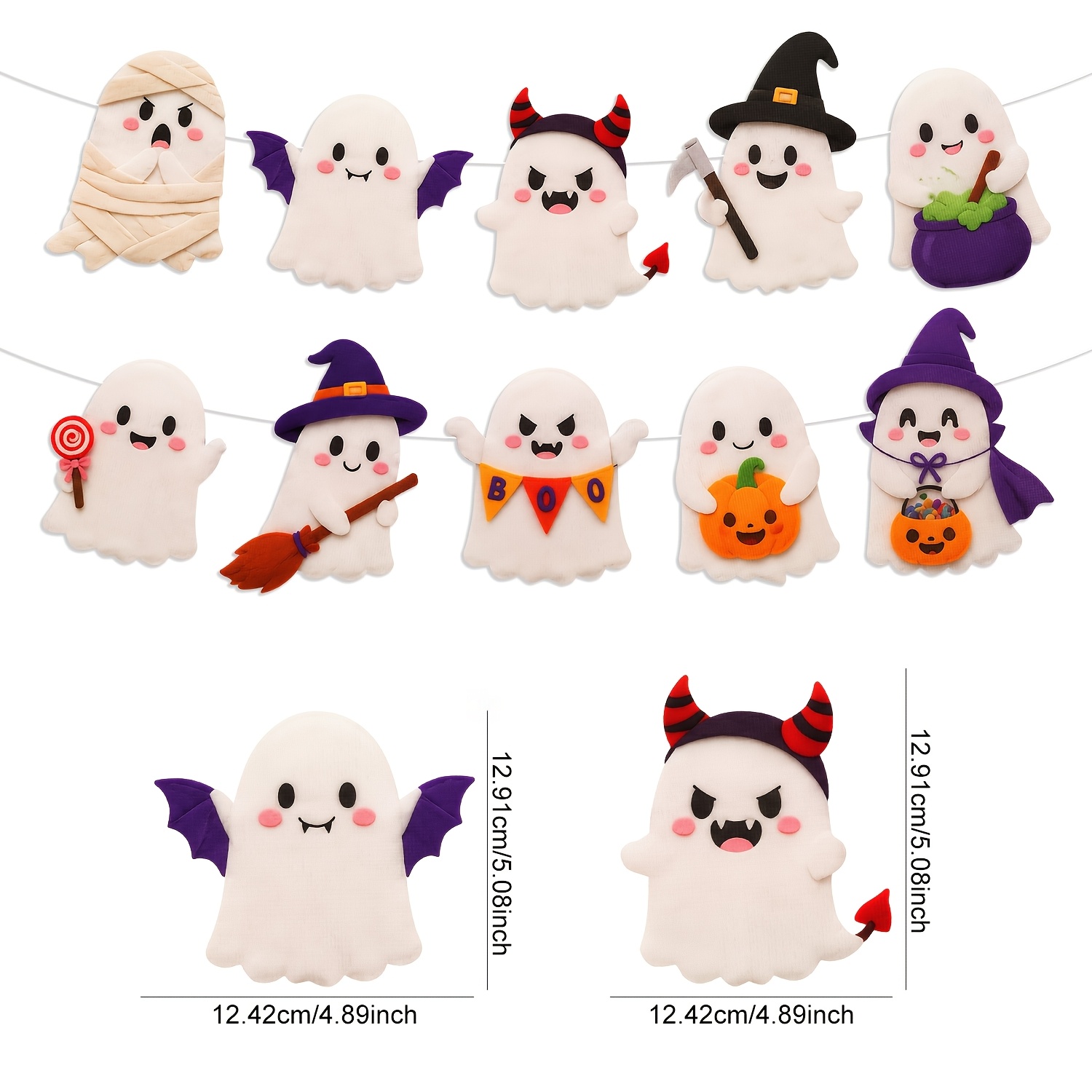 TEMU 2d Flat - 2d Flat, 2d Flat - 2d Felt Element Latte Art Banner, Bat Devil Witch Pumpkin Candy Friendly Halloween Style, Cute Halloween Party