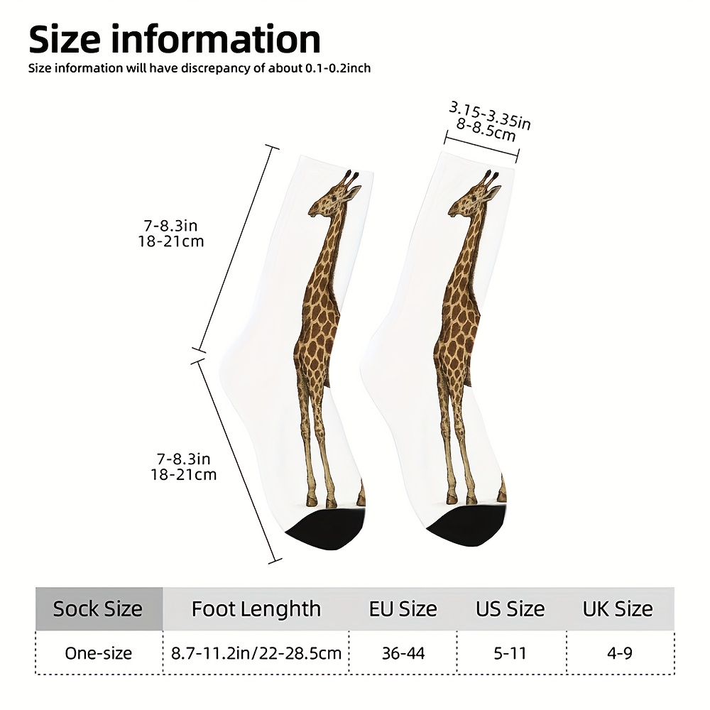 TEMU 1 Pair Giraffe Pattern Socks Socks, Soft And Comfortable, Ideal For Daily Wear, , Office, Home, And Travel