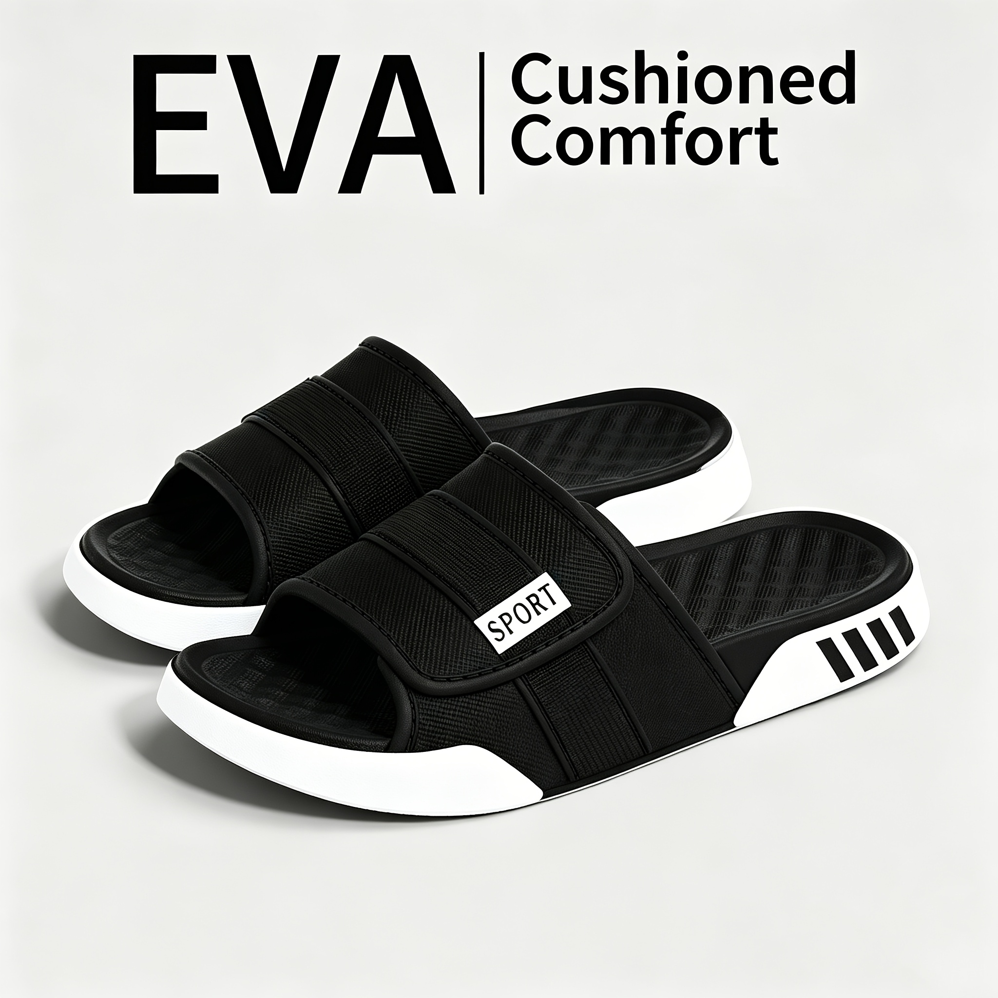 TEMU Men's Sporty Eva Cloud Slides - 3.0cm Thick Sole Non-slip Sandals, Cushion Slides For Summer Gym Beach Pool