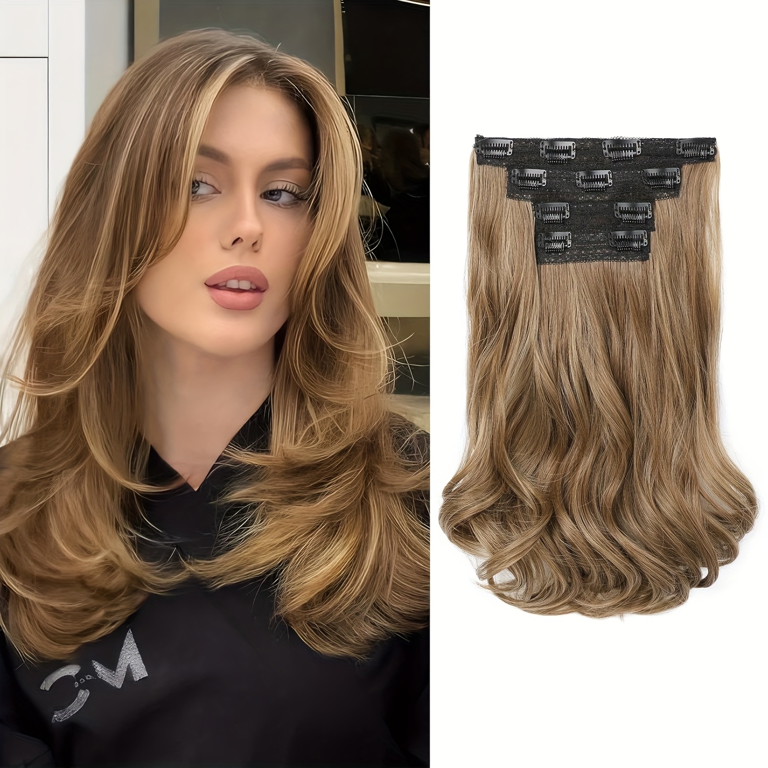 clip in hair extensions 4pcs lace weft 14 short wavy hair - Temu display picture 2