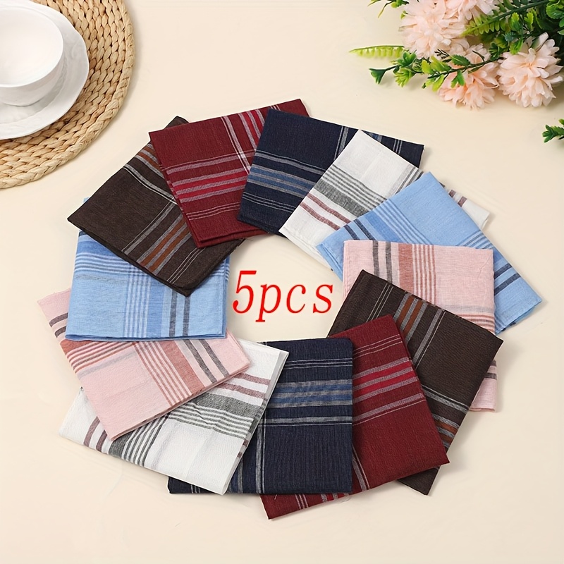 TEMU 5pcs Random Color Checkered Handkerchiefs For Men And Women And Summer, Fashionable Handkerchiefs, Handkerchiefs, Handkerchiefs