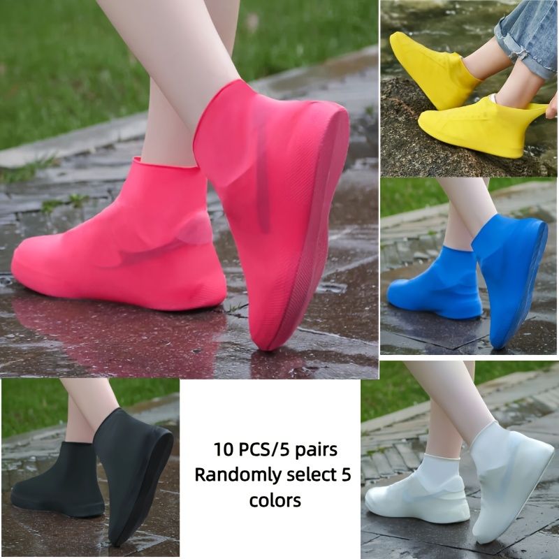 TEMU 10pcs/5 Pairs Shoe Covers, Random 5 Colors, Suitable For Men And Women, Elastic And Durable Boot Covers, Suitable For
