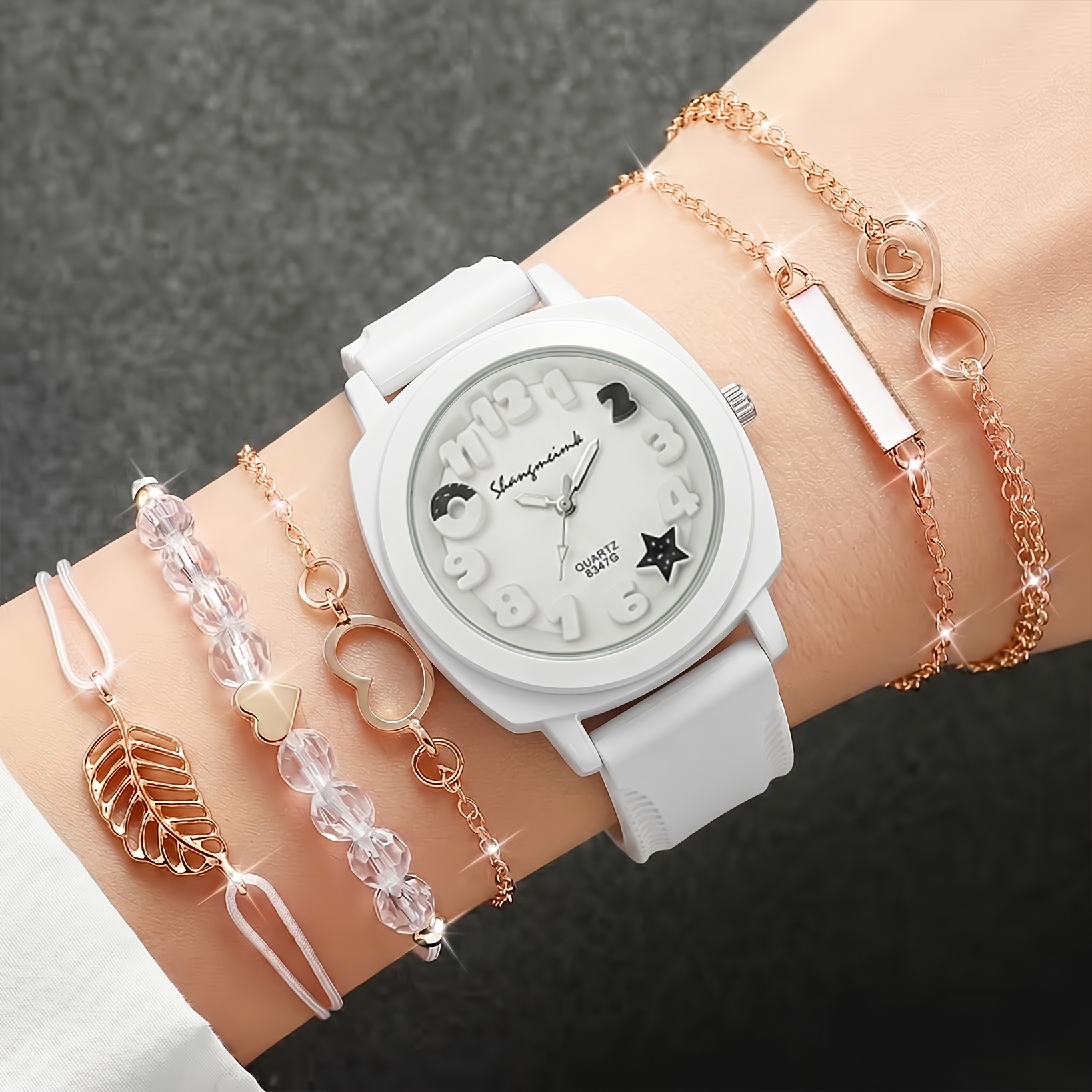 Image of 6pcs/minimalist Casual Elegant Women's Casual Watch, , Valentine's Day, Birthday Gift, Back-to-, Ideal Holiday Present