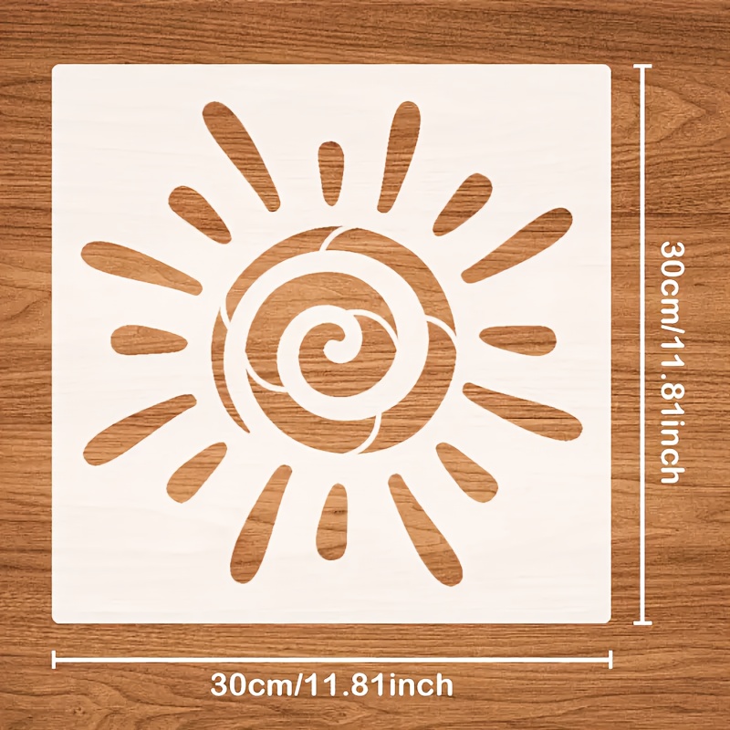 Reusable Sun Template 30.0x30.0cm - Large Painting Stencil For Wall, Furniture And Scrapbooking, Intricate Halo Design - Durable Craft Template, Decor Project Art Supplies, Multi-functional Craft Item