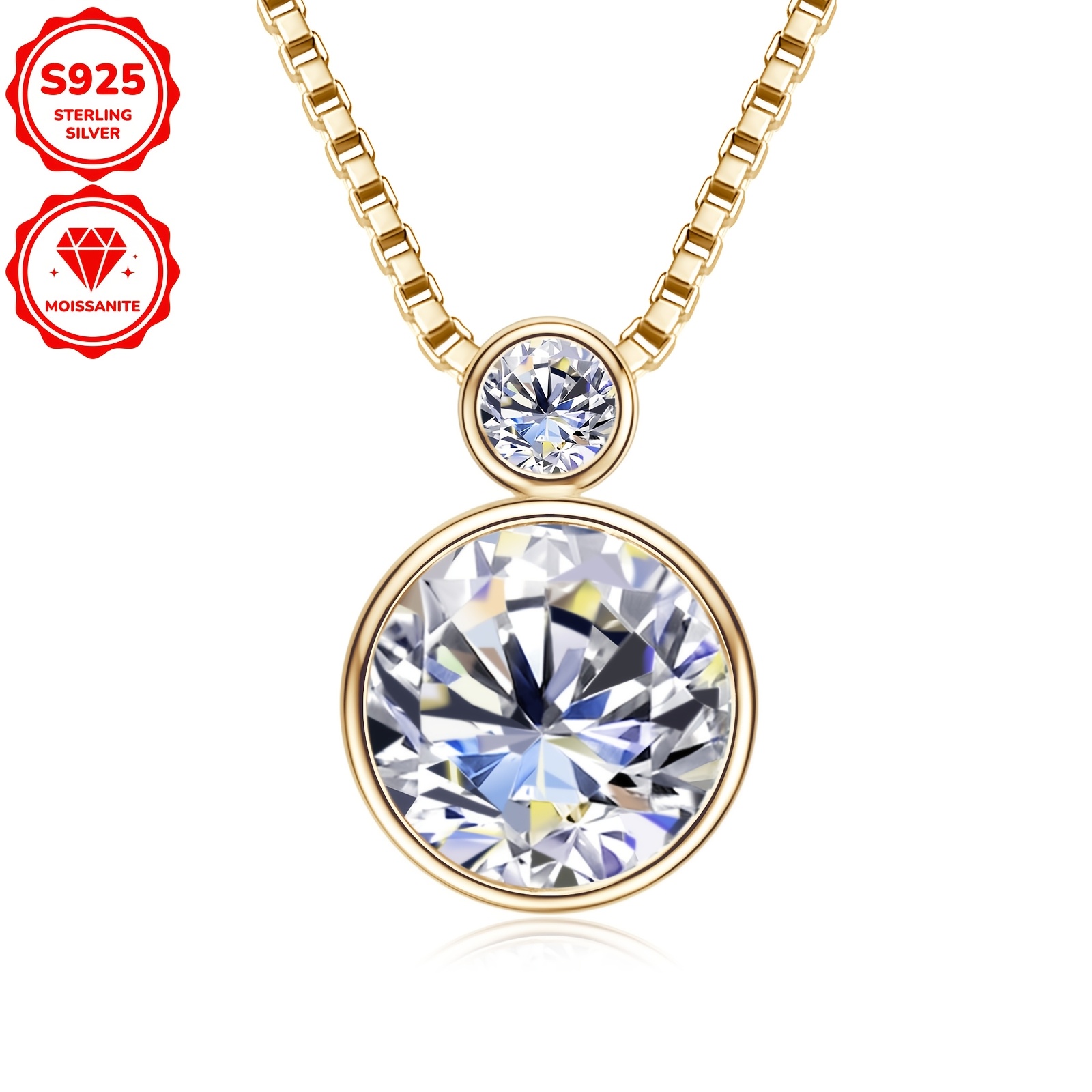 

A 925 Silver Moissanite Necklace For Women Featuring A Stylish Pendant, Set With A , Classic For Wear, With A Box Chain Measuring 45+5cm.