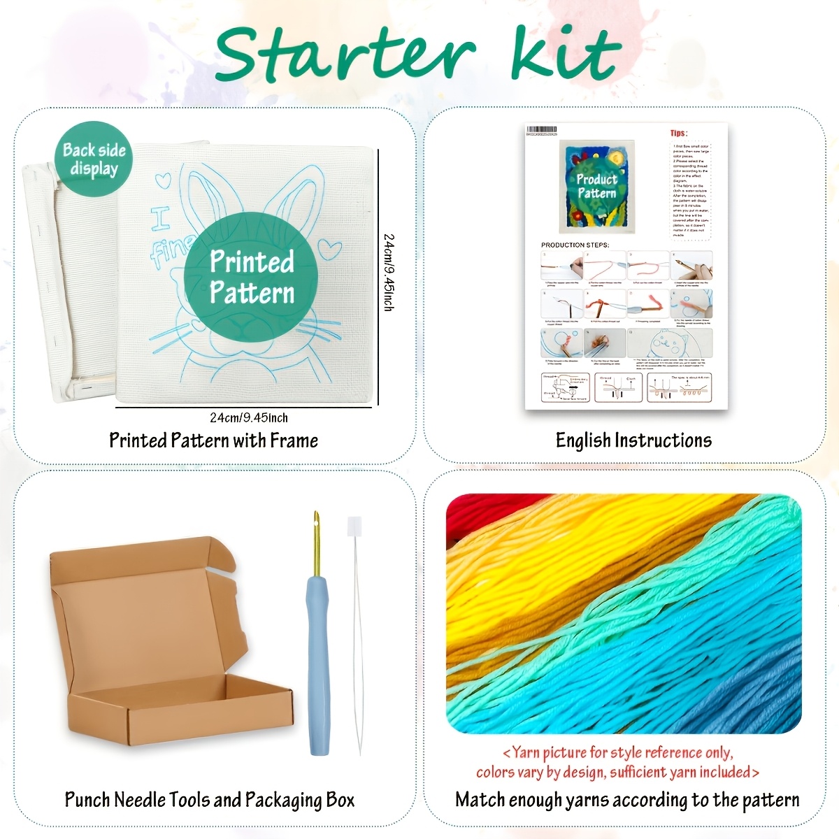 Framed Punch Needle Starter Kit with Delicious Candy Design
