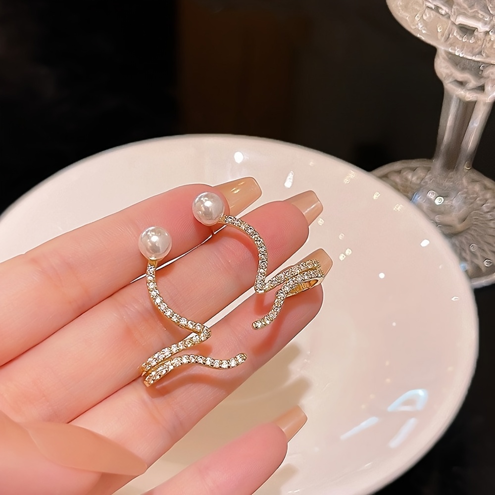 TEMU 1 Pair Korean Fashion Exquisite Line Stud Ear Clip -one