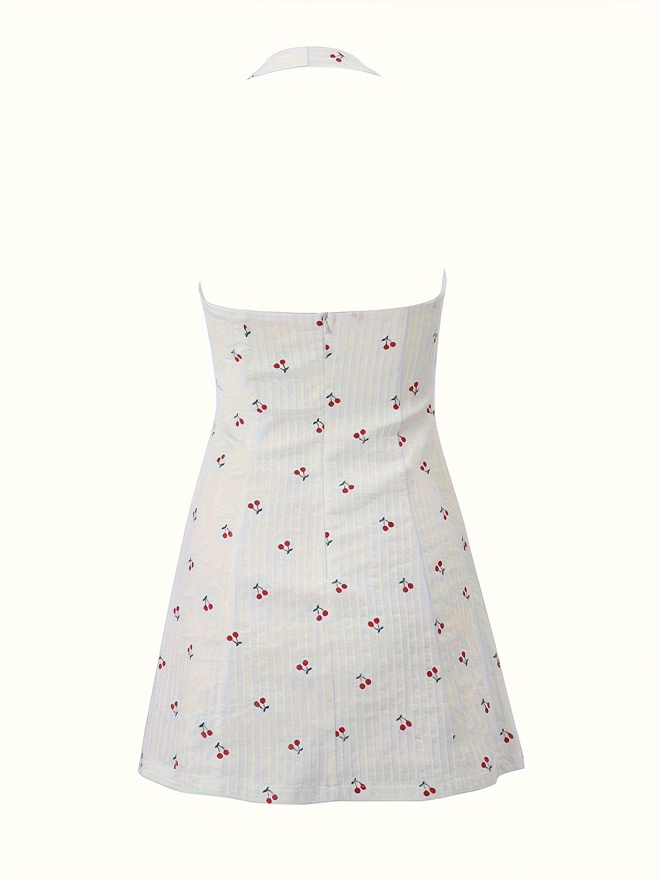 Cherry Print Halterneck Beach Vacation Dresses