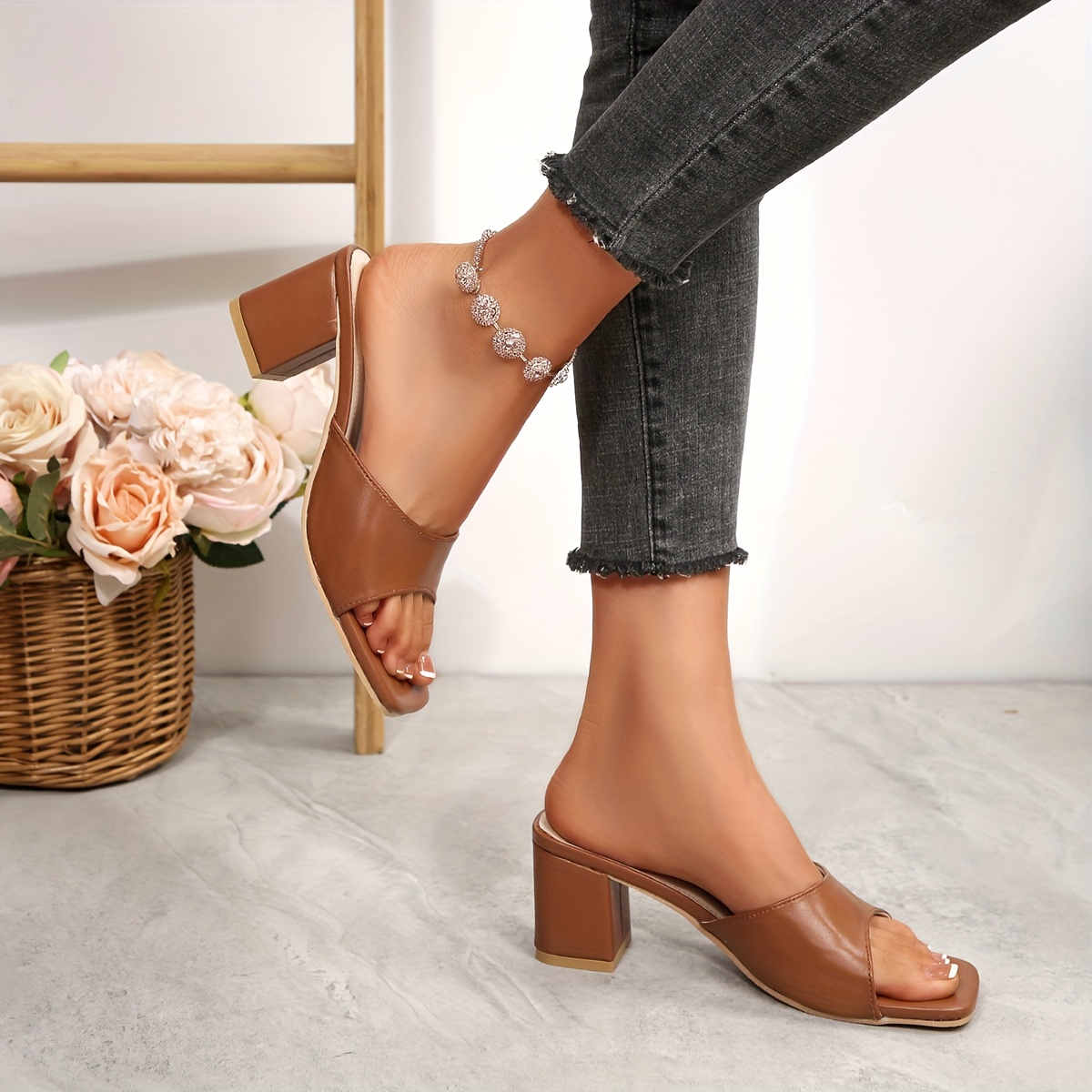 new plus size womens square toe open toe comfortable simple  display picture 1
