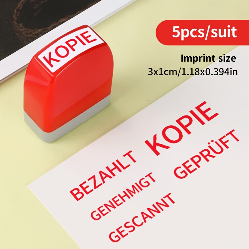 Image of A Set Of 5 German Office Payment Stamps, Scanned, Copy, Auto-fill Business Stamps - Suitable For Third-party Companies, Accounting, And Work