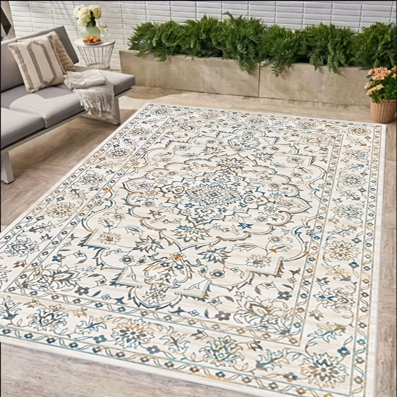 

Tapis de sol en polyester lavable à 850g/m² - Tapis de patio carré jardin, à et aux UV, tissage léger et antidérapant, tapis d'entrée étanche pour balcon et villa