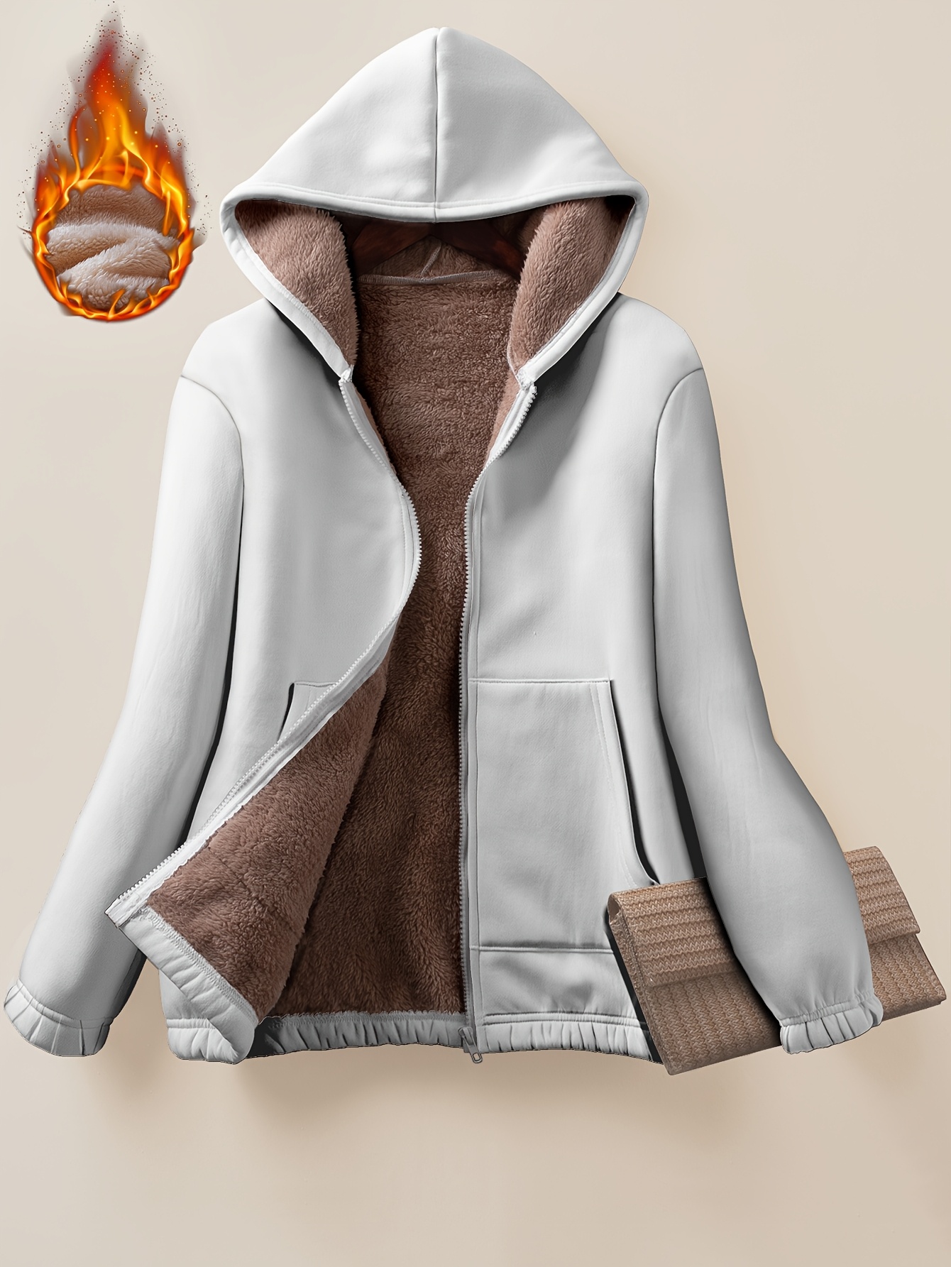 Hood Womens Plus Fleece Jacket Faux Fur Coat Woman Within Womens