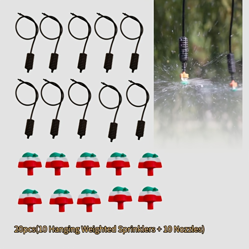 TEMU Kit de micro rociadores colgantes preensamblados para invernadero, cabezal de rociador giratorio de 360° para irrigación de cobertura total, 10