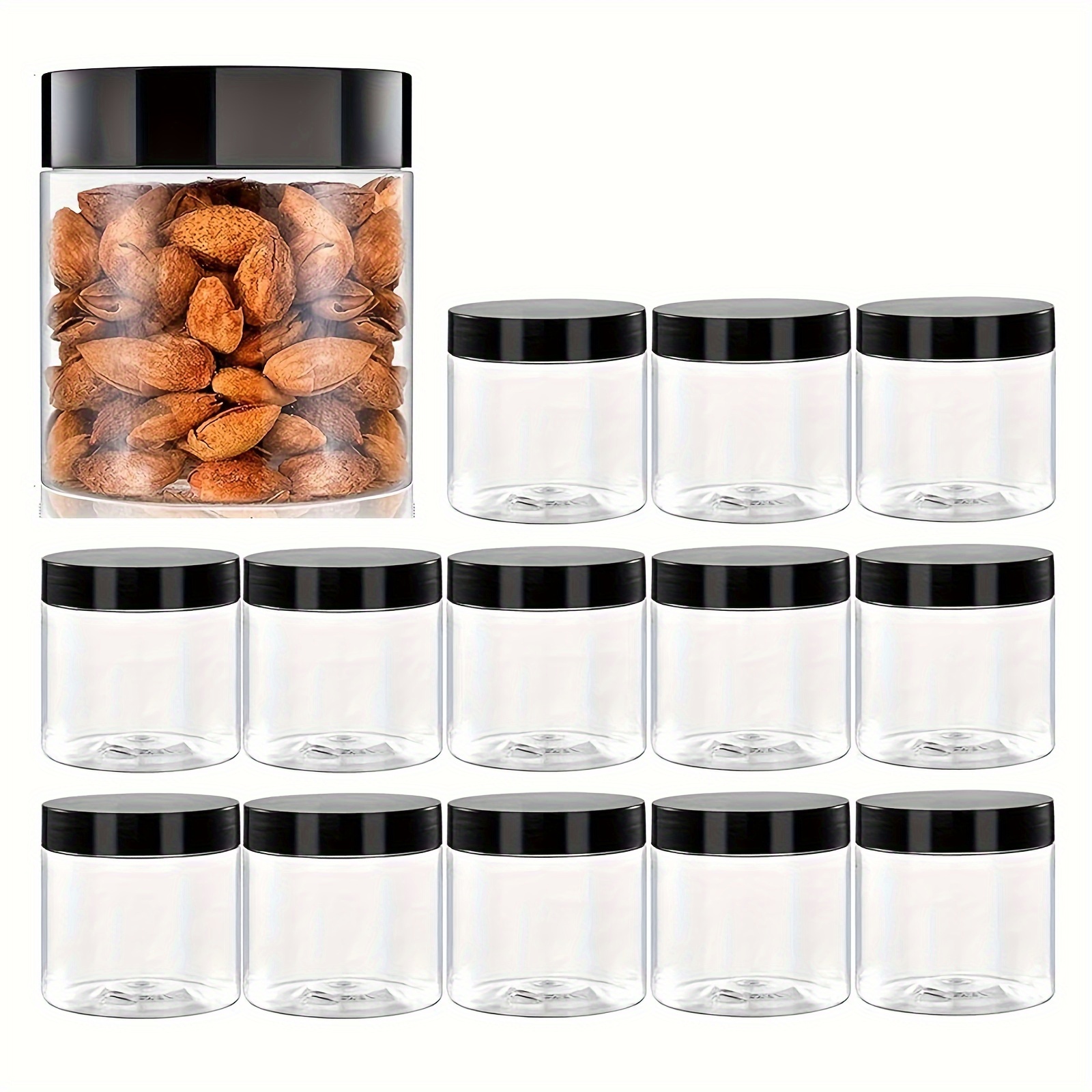 

14pcs Bpa-free 4.7oz Plastic Jars With Lids And Labels, Clear Round Cosmetic Containers For Lotion, Creams, Ointments, Body Butter, Travel Storage