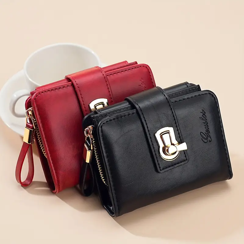 womens compact soft synthetic leather wallet zipper closure United Kingdom