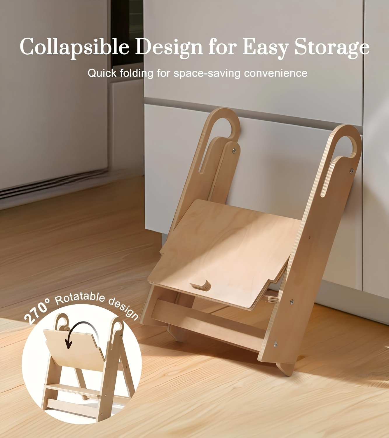 Children's Step Stool, Foldable Anti-Slip Double-Tier Step Stool with Handle Design, Suitable for Multiple Settings Including Bathroom Sinks, Kitchens, And Bedroom Countertops