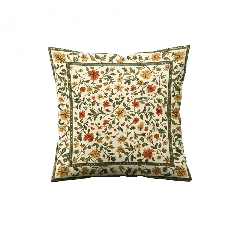 TEMU de almohada 2D de 1 pieza con vintage de temática floral, disponible en varios tamaños, estampado a una cara, relleno de almohada no incluido,