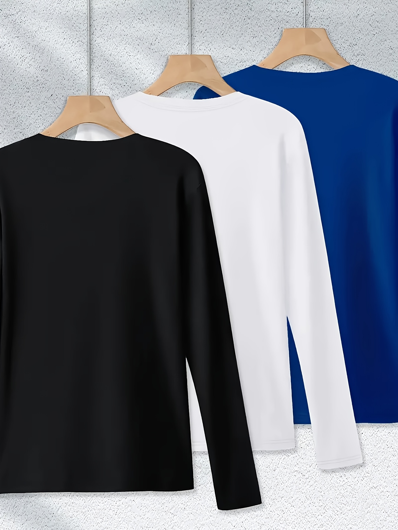 3 pack womens casual crew neck t shirts polyester knit long sleeve   with   stretch solid color regular fit for fall winter Product details 7